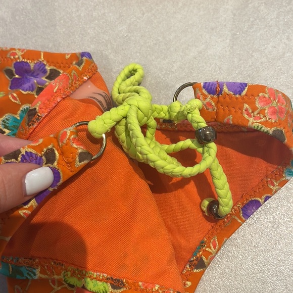 Women size small Neon bikini top and bottom set size ties triangle top - Picture 8 of 8